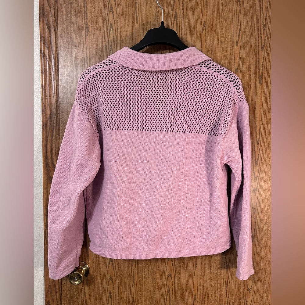 ZARA Chenille See Through Knit Polo Sweatshirt - Picture 5 of 5